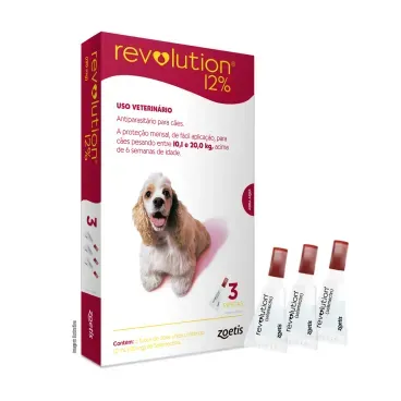 Antipulgas Revolution 12- para Caes de 10,1kg a 20kg 3 pipetas